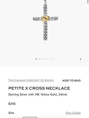 David Yurman Two-Tone Petite X Cross Necklace - Silver & Gold